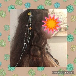 Trinket festival hair wrap handmade button and thread